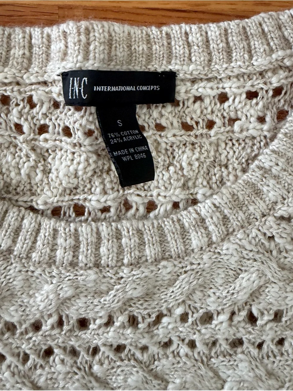 INC Interational Concepts Open Knit Sweater Women's Size Small Ivory NEW